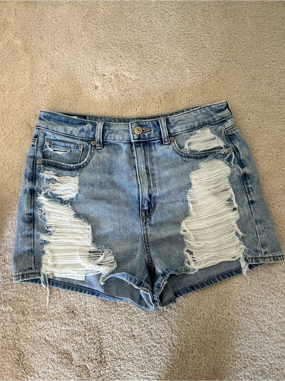 American Eagle Outfitters Distressed Light Blue Denim Shorts